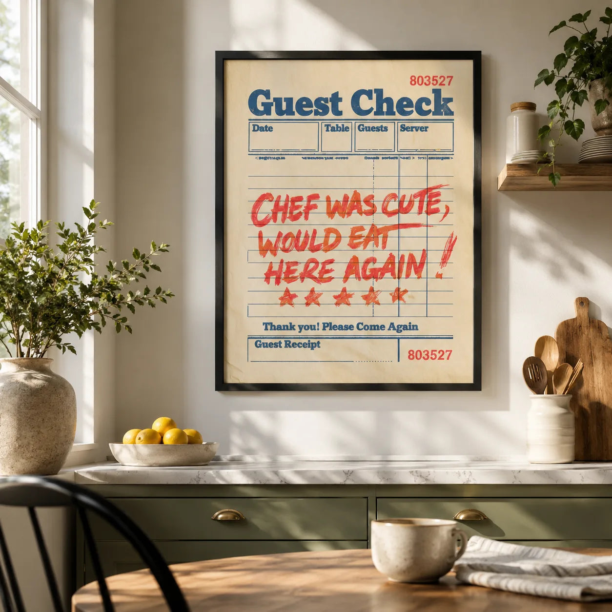 Chef Was Cute Guest Check Wall Art Decor - Wall Art Decor - detail