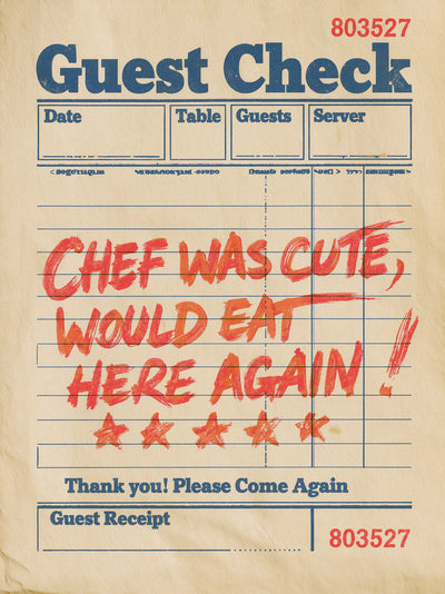 Chef Was Cute Guest Check Wall Art Decor