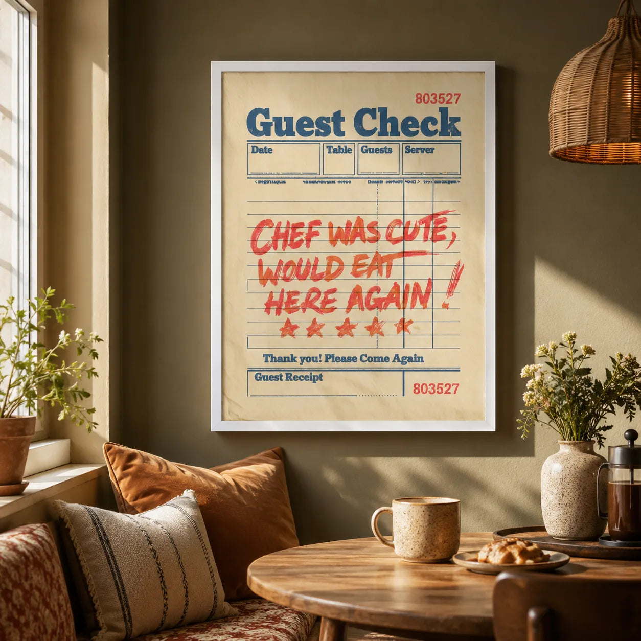 Chef Was Cute Guest Check Wall Art Decor - Wall Art Decor - in use