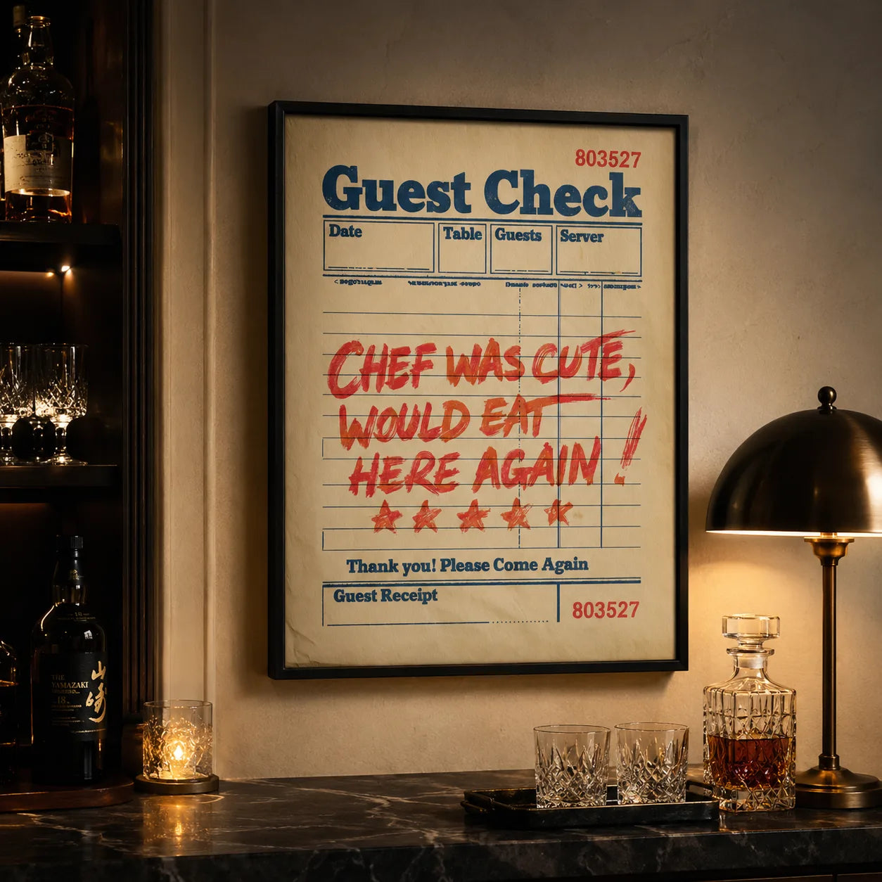 Chef Was Cute Guest Check Wall Art Decor - Wall Art Decor - lifestyle