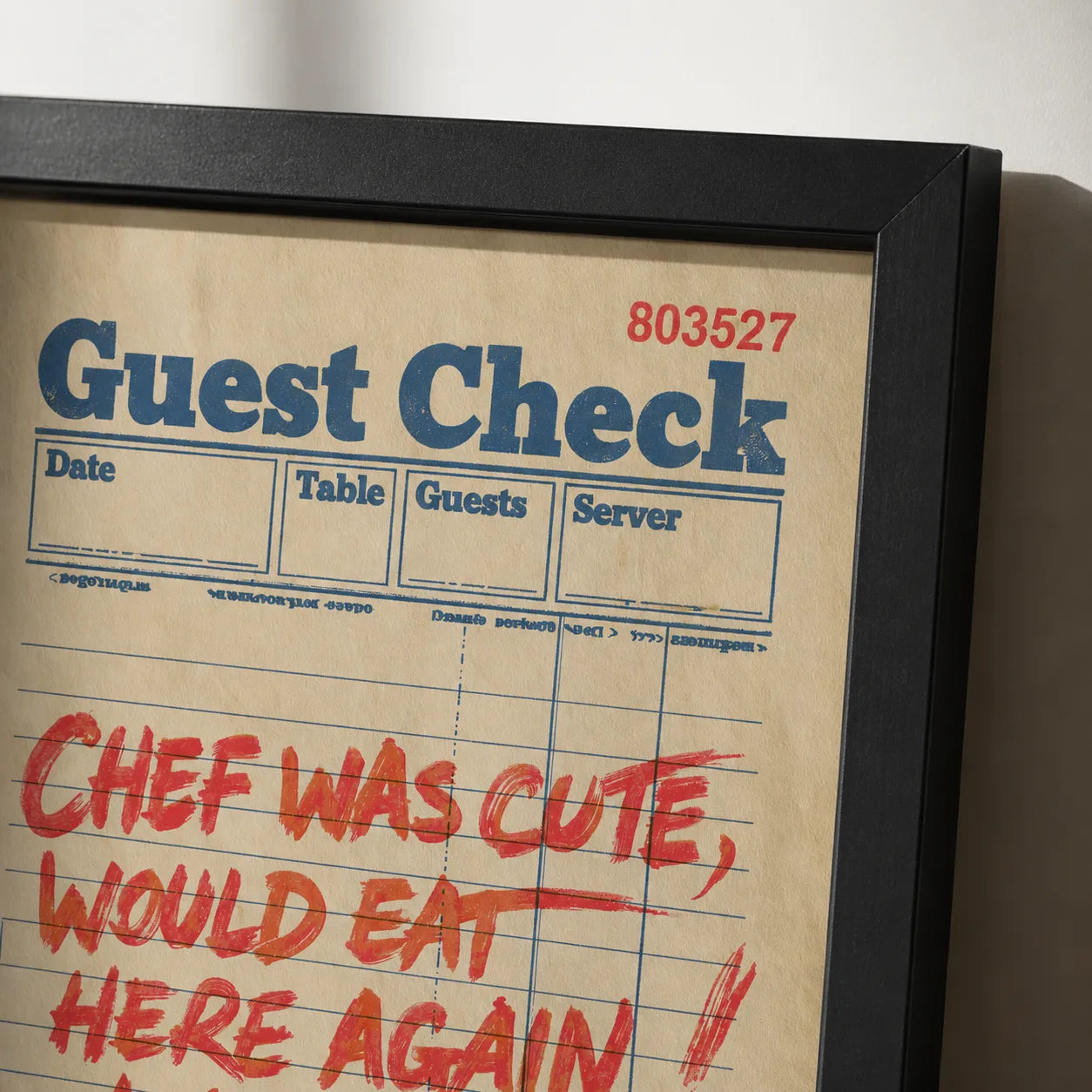 Chef Was Cute Guest Check Wall Art Decor - Wall Art Decor - packaging