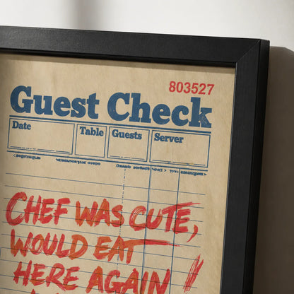 Chef Was Cute Guest Check Wall Art Decor - Wall Art Decor - packaging