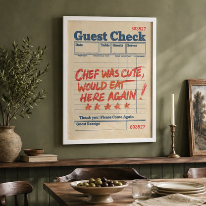 Chef Was Cute Guest Check Wall Art Decor - Wall Art Decor - view 11