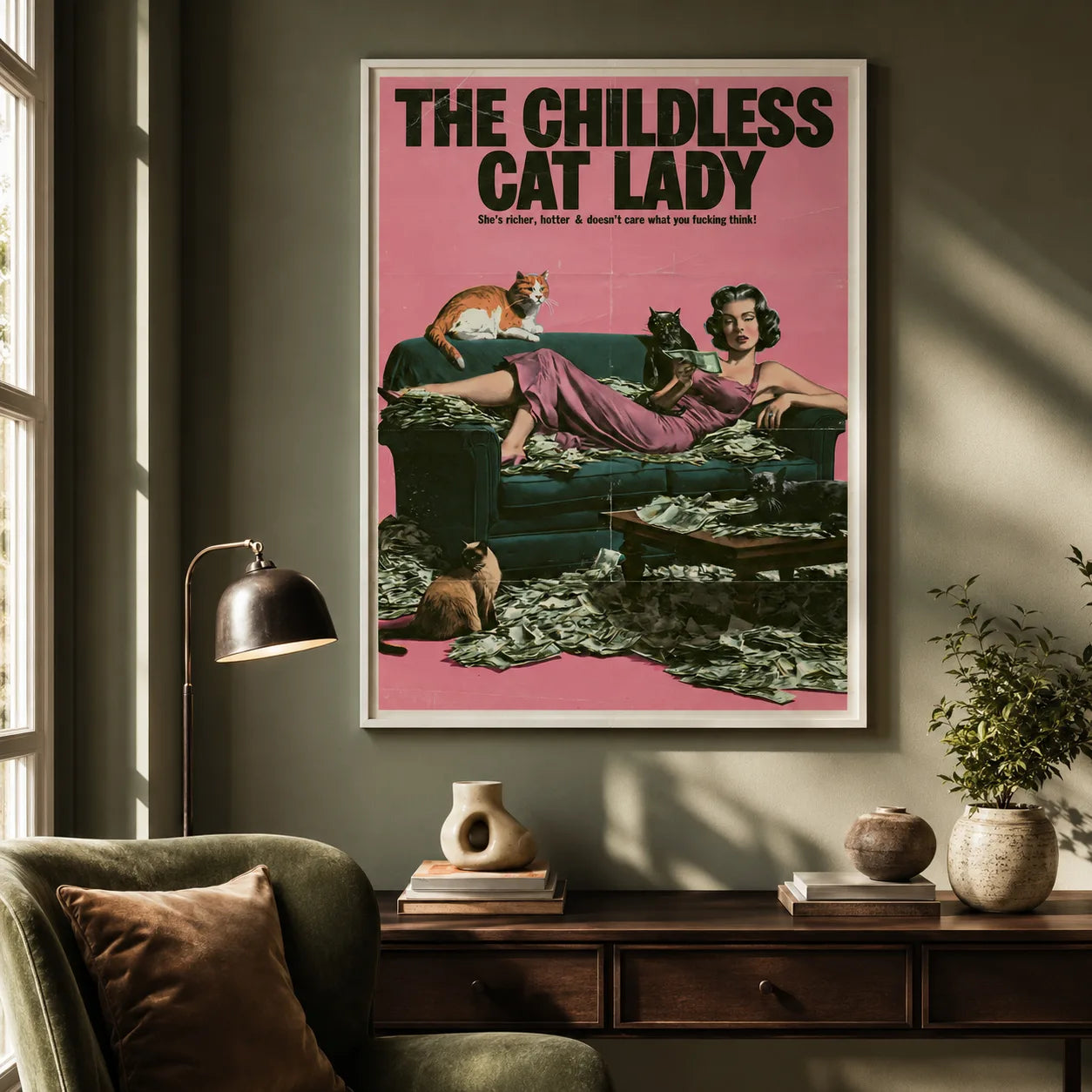 Childless Cat Lady Wall Art Decor - Wall Art Decor - alternate angle