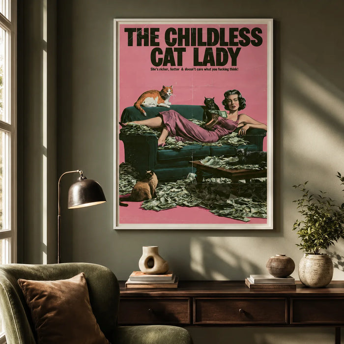 Childless Cat Lady Wall Art Decor