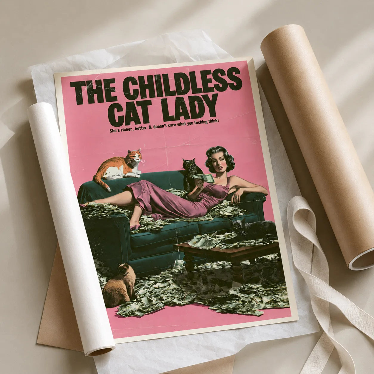 Childless Cat Lady Wall Art Decor - Wall Art Decor - back view