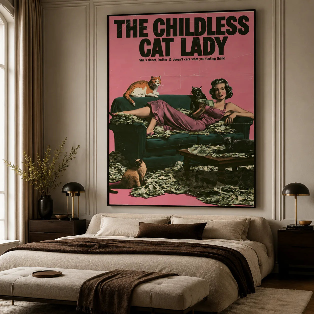 Childless Cat Lady Wall Art Decor - Wall Art Decor - close up