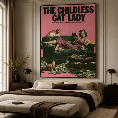 Childless Cat Lady Wall Art Decor - Wall Art Decor - close up