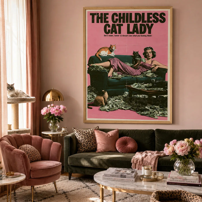 Childless Cat Lady Wall Art Decor