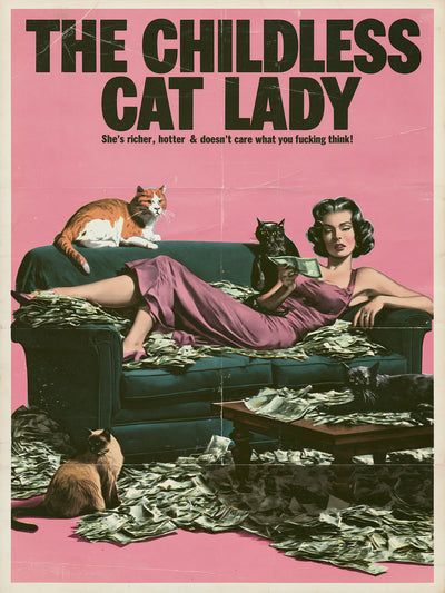 Childless Cat Lady Wall Art Decor