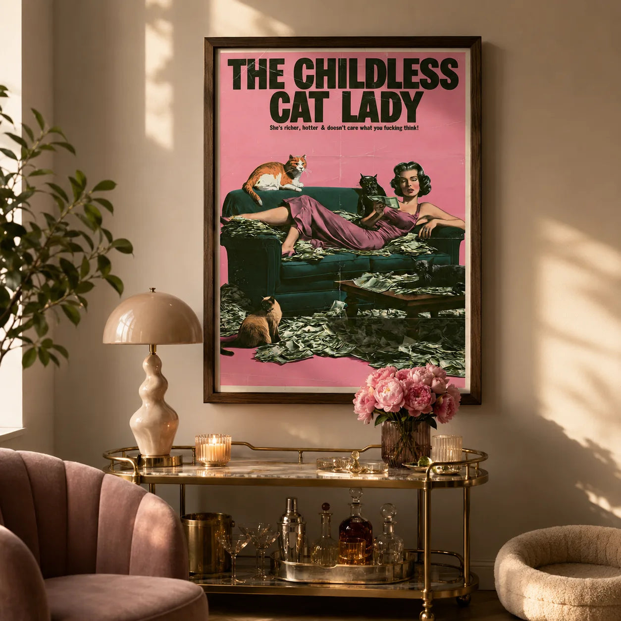 Childless Cat Lady Wall Art Decor - Wall Art Decor - in use