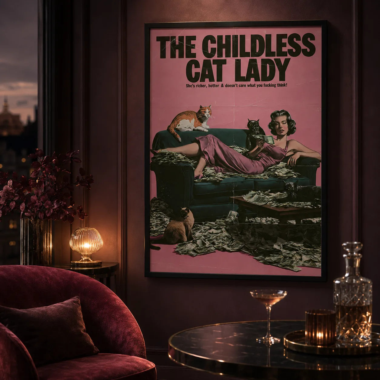 Childless Cat Lady Wall Art Decor - Wall Art Decor - lifestyle
