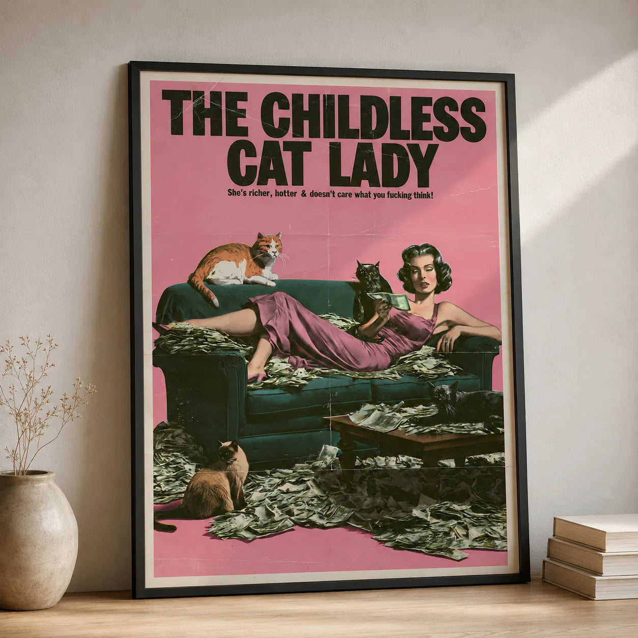 Childless Cat Lady Wall Art Decor - Wall Art Decor - side view
