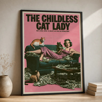 Childless Cat Lady Wall Art Decor - Wall Art Decor - side view