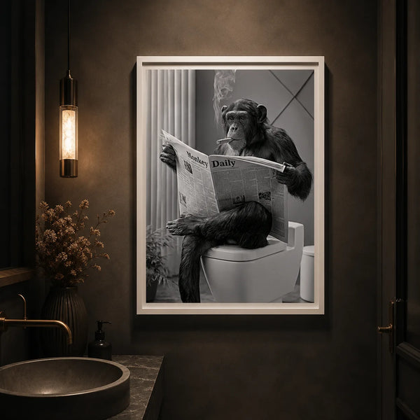 Chimpanzee Reading Newspaper Wall Art Decor