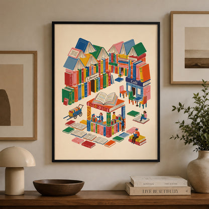 City of Books Reading Village Wall Art Decor preview 10