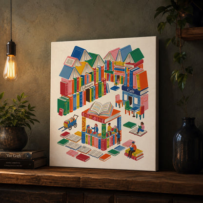 City of Books Reading Village Wall Art Decor preview 11