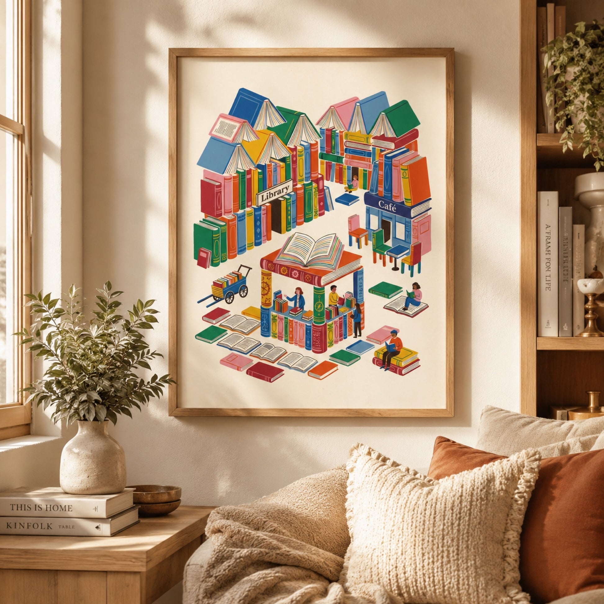 City of Books Reading Village Wall Art Decor preview 5