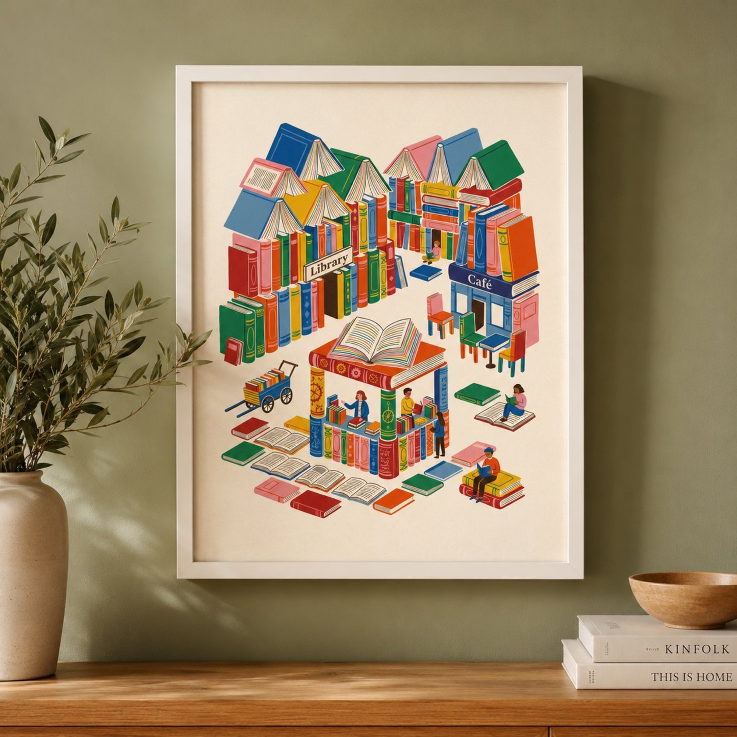 City of Books Reading Village Wall Art Decor preview 7