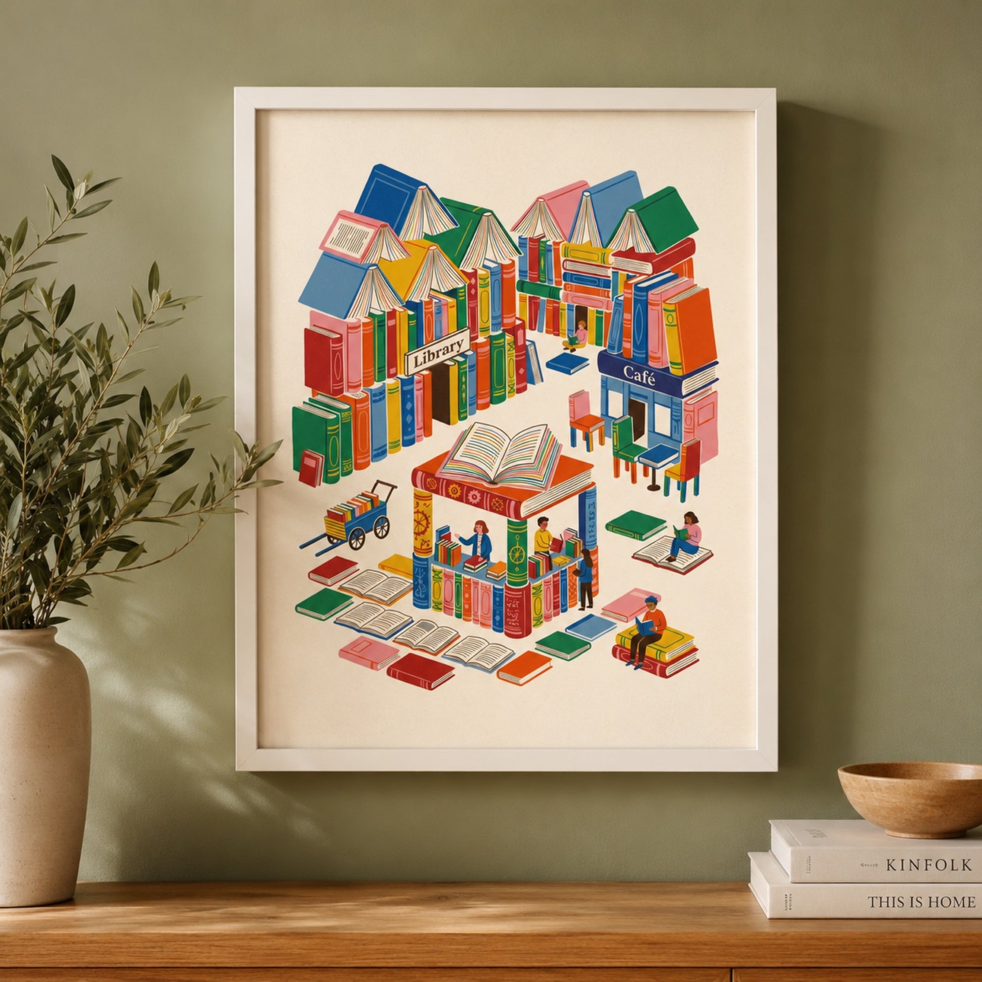 City of Books Reading Village Wall Art Decor preview 7