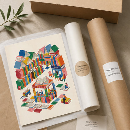 City of Books Reading Village Wall Art Decor preview 9