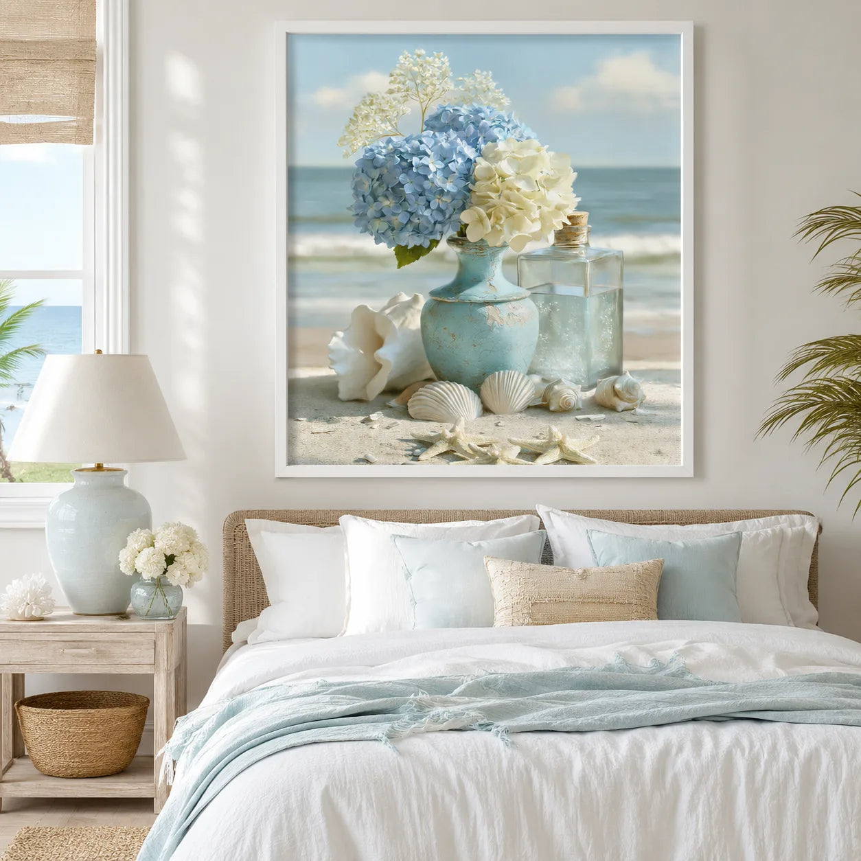 Coastal Hydrangea Seashell Wall Art Decor - Wall Art Decor - lifestyle