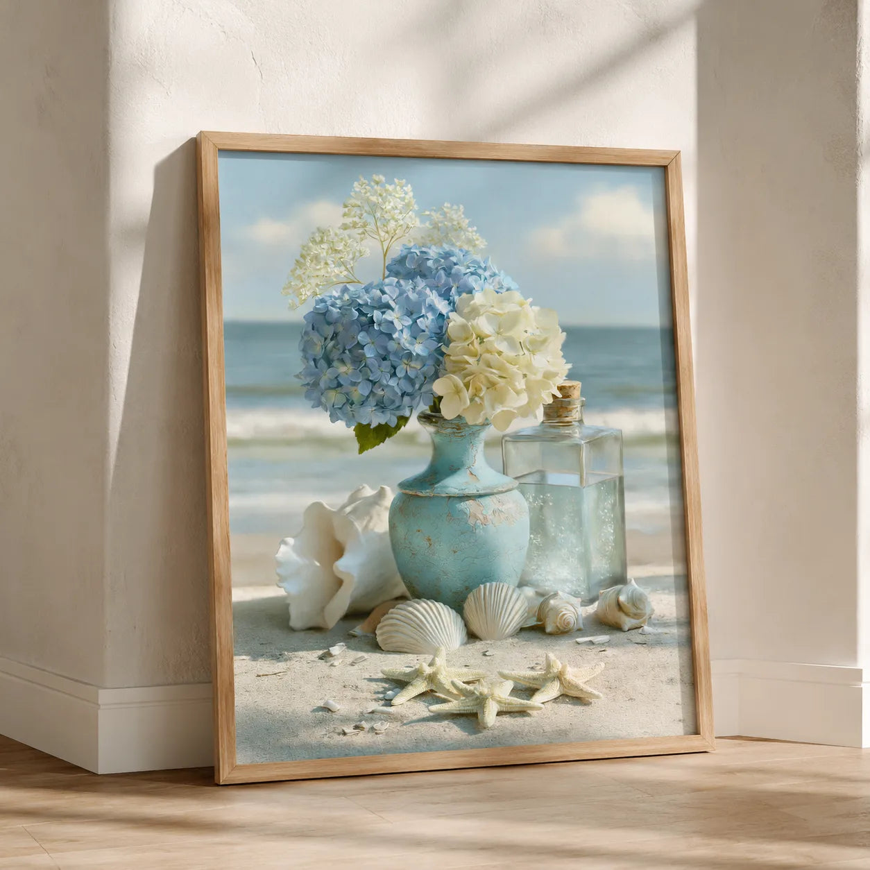 Coastal Hydrangea Seashell Wall Art Decor - Wall Art Decor - side view