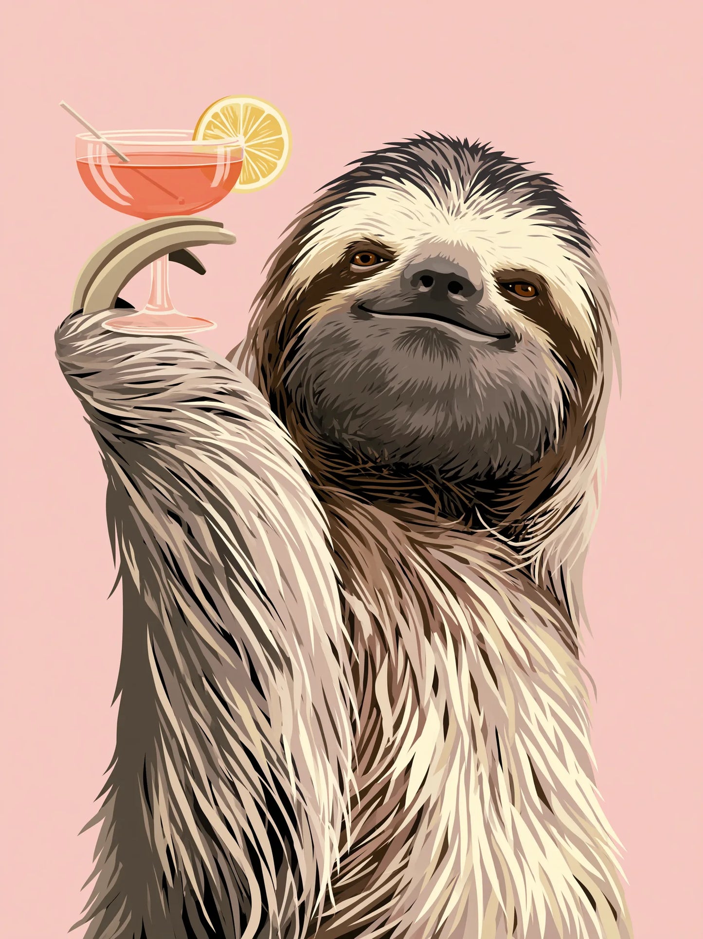 Cocktail Sloth Wall Art Decor - Wall Art Decor - front view