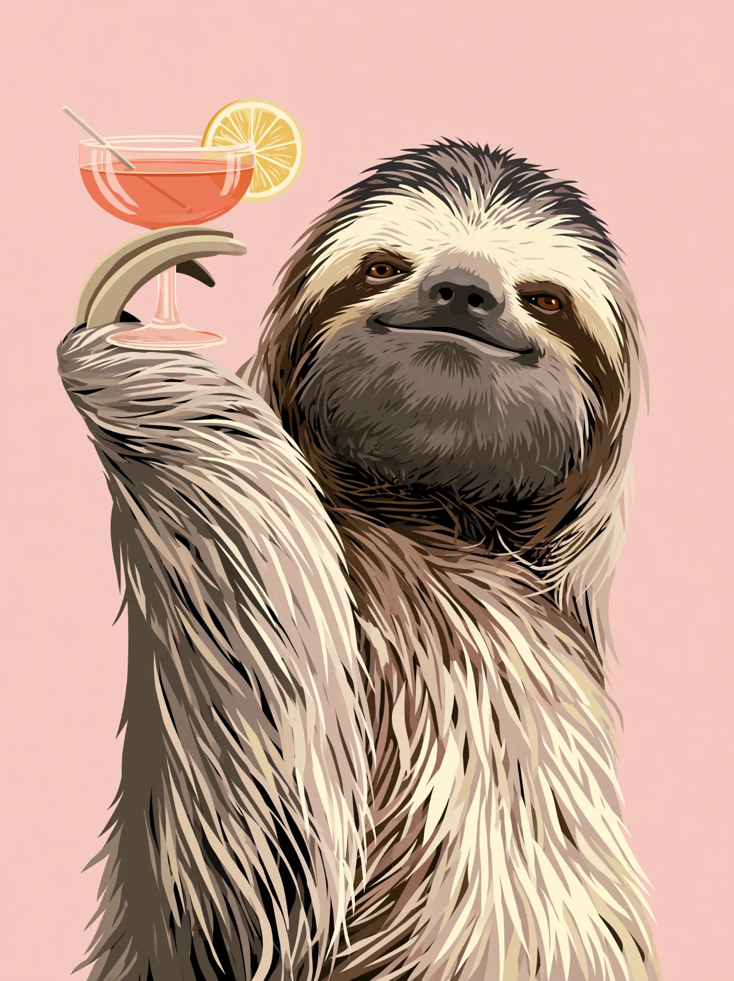 Cocktail Sloth Wall Art Decor - Wall Art Decor - side view