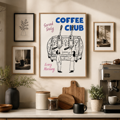 Coffee Club Espresso Machine Typography Wall Art Decor – preview 10