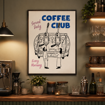 Coffee Club Espresso Machine Typography Wall Art Decor – preview 11