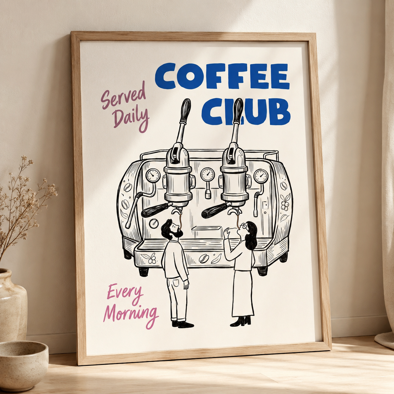 Coffee Club Espresso Machine Typography Wall Art Decor – preview 2
