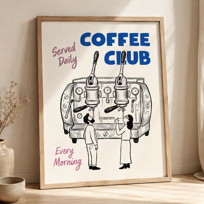 Coffee Club Espresso Machine Typography Wall Art Decor – preview 2