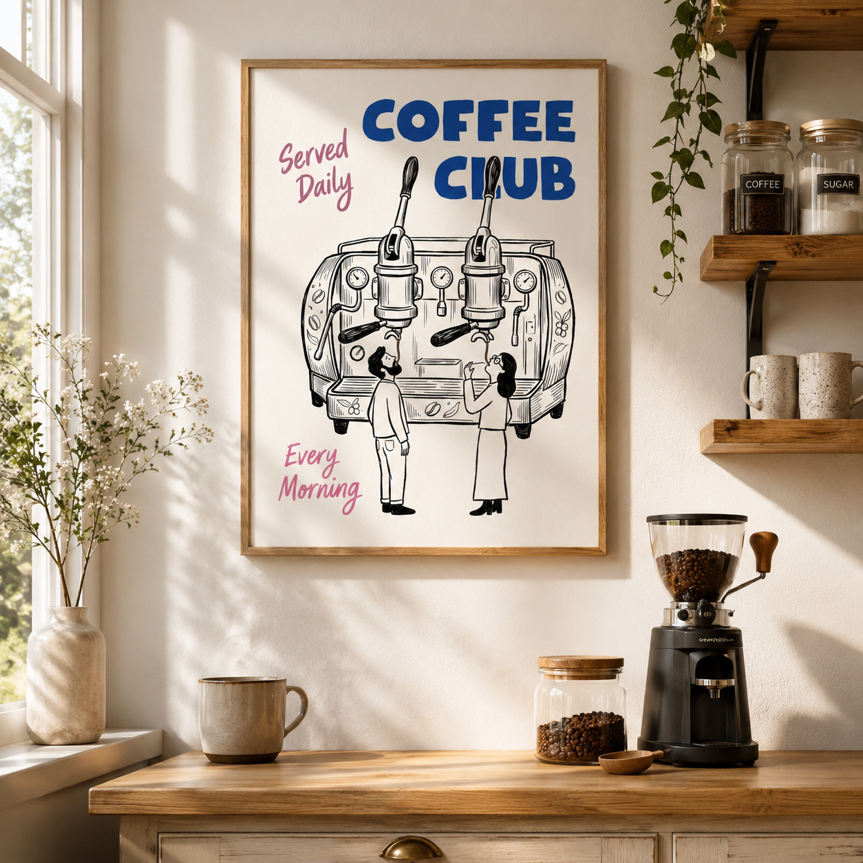 Coffee Club Espresso Machine Typography Wall Art Decor – preview 3