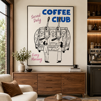 Coffee Club Espresso Machine Typography Wall Art Decor – preview 6