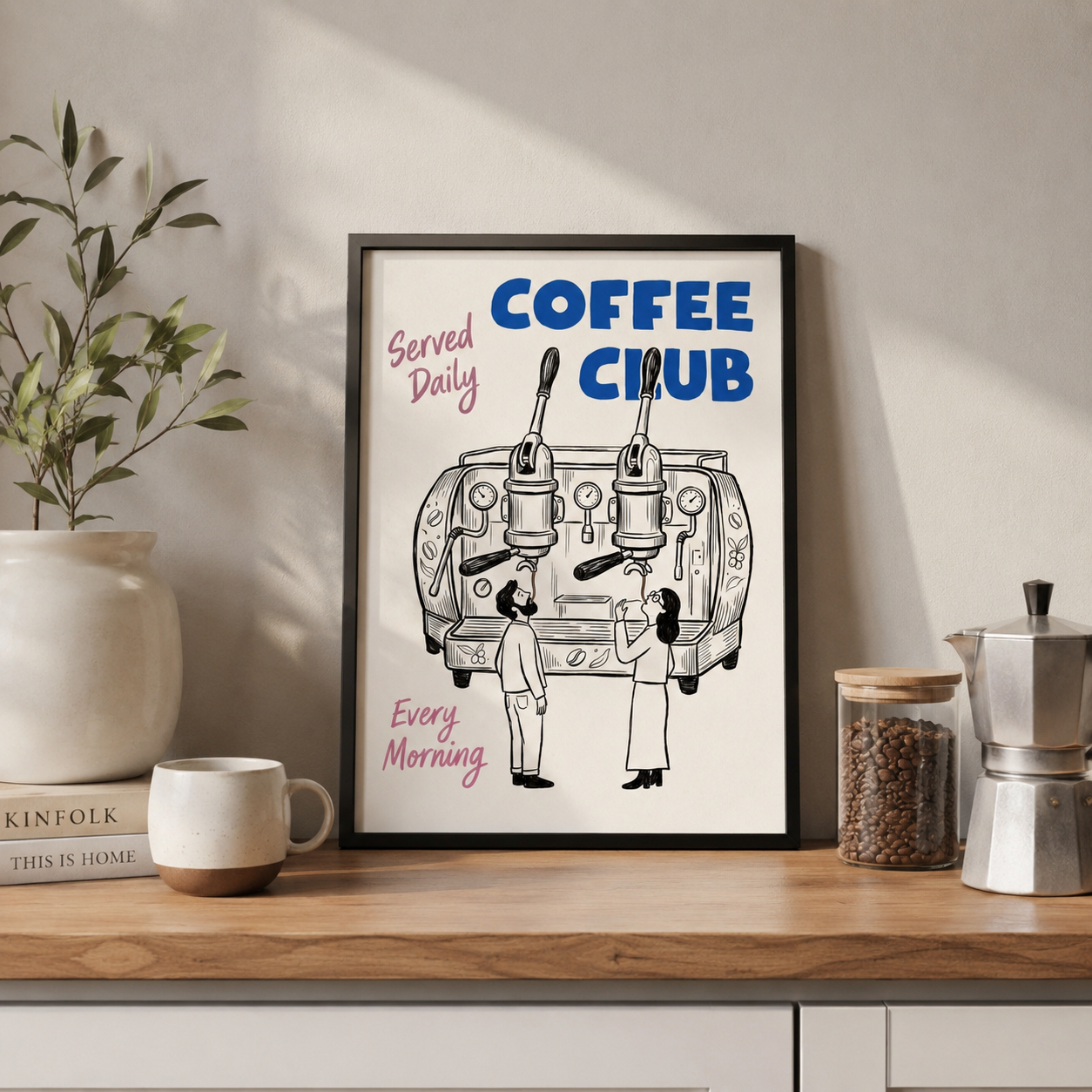 Coffee Club Espresso Machine Typography Wall Art Decor – preview 7