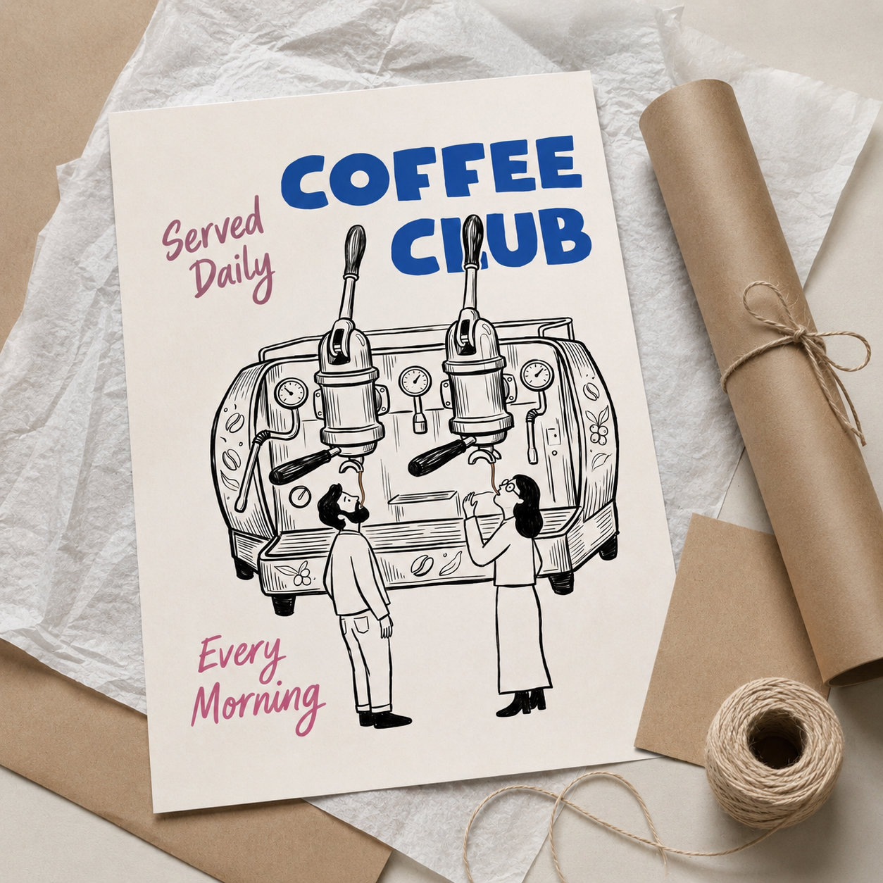 Coffee Club Espresso Machine Typography Wall Art Decor – preview 9