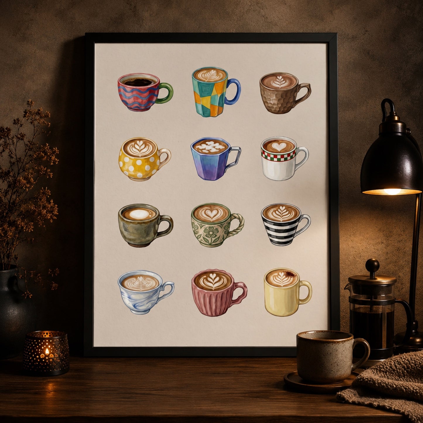 Coffee Cup Collection Wall Art Decor preview 11