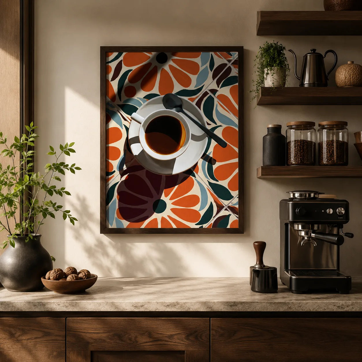 Coffee Cup Floral Wall Art Decor - Wall Art Decor - alternate angle