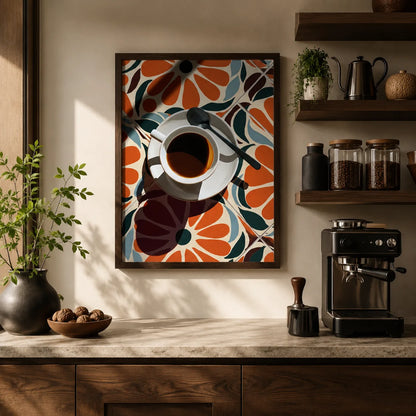 Coffee Cup Floral Wall Art Decor - Wall Art Decor - alternate angle