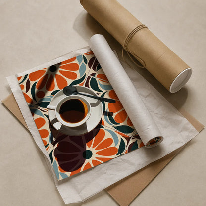 Coffee Cup Floral Wall Art Decor - Wall Art Decor - back view
