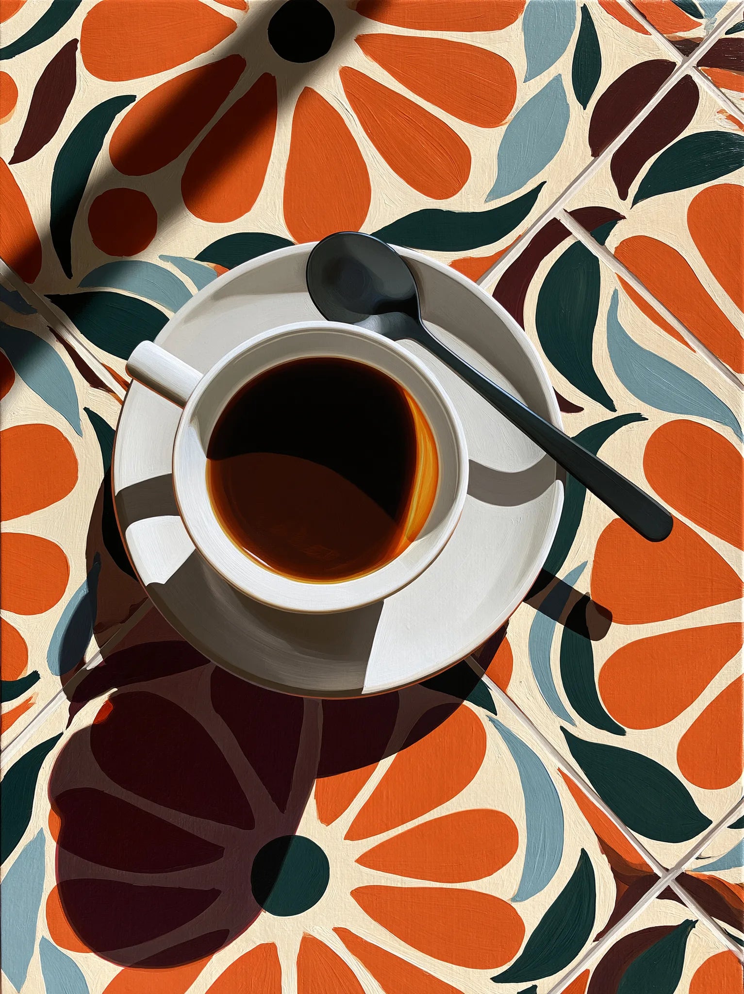 Coffee Cup Floral Wall Art Decor - Wall Art Decor - front view