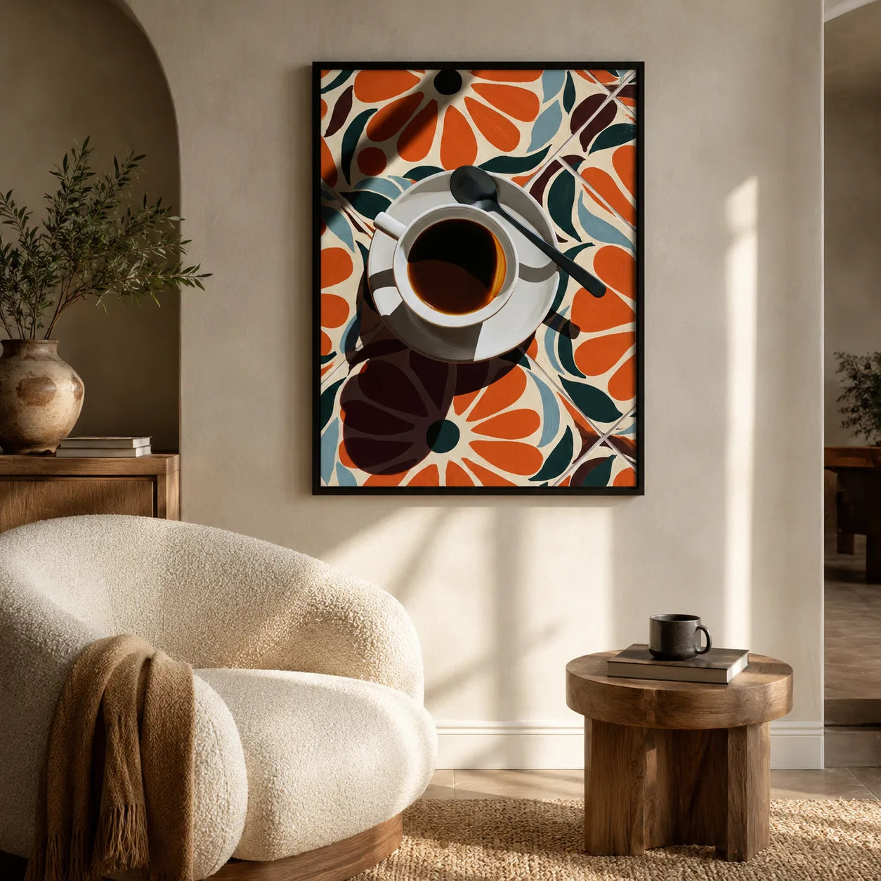 Coffee Cup Floral Wall Art Decor - Wall Art Decor - in use