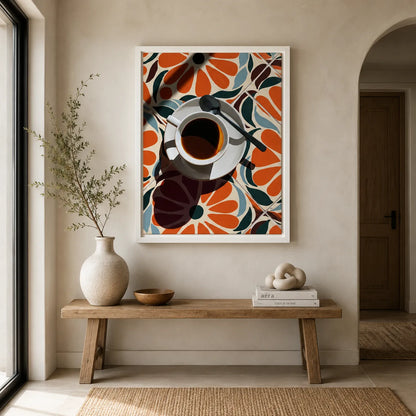 Coffee Cup Floral Wall Art Decor - Wall Art Decor - styled