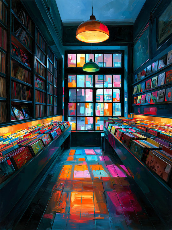 Colorful Vinyl Record Shop Wall Art Decor