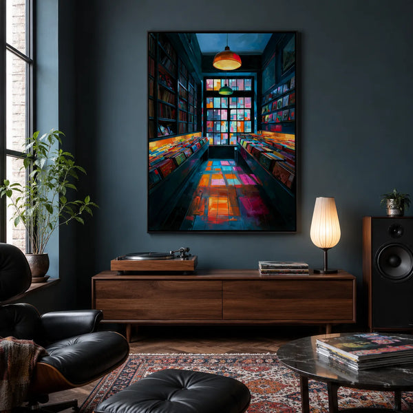 Colorful Vinyl Record Shop Wall Art Decor
