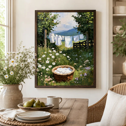 Country Clothesline Meadow Wall Art Decor - Wall Art Decor - detail