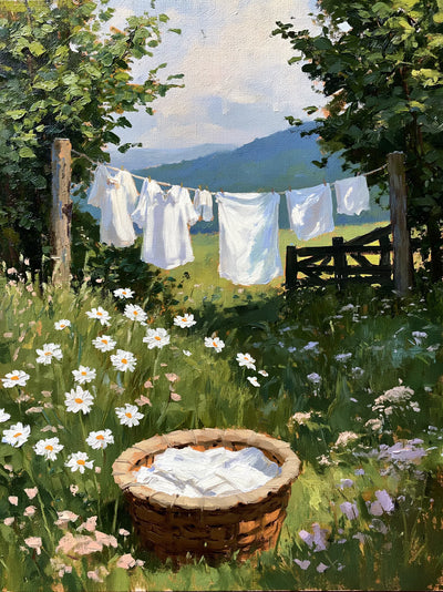 Country Clothesline Meadow Wall Art Decor