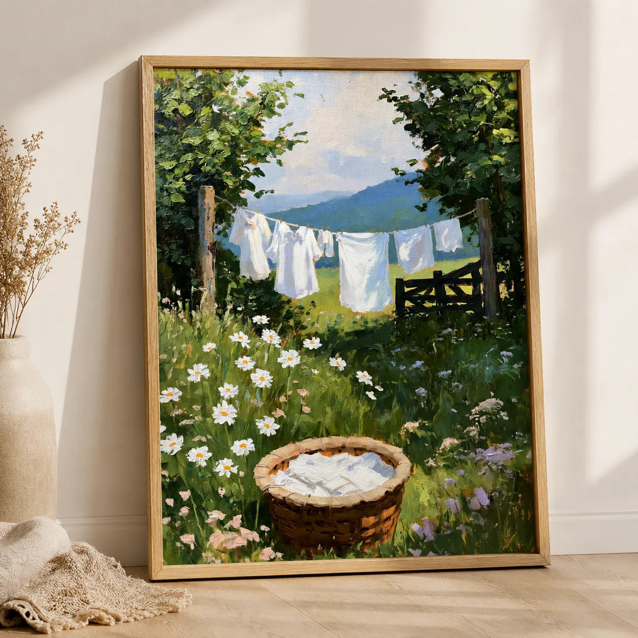Country Clothesline Meadow Wall Art Decor - Wall Art Decor - side view