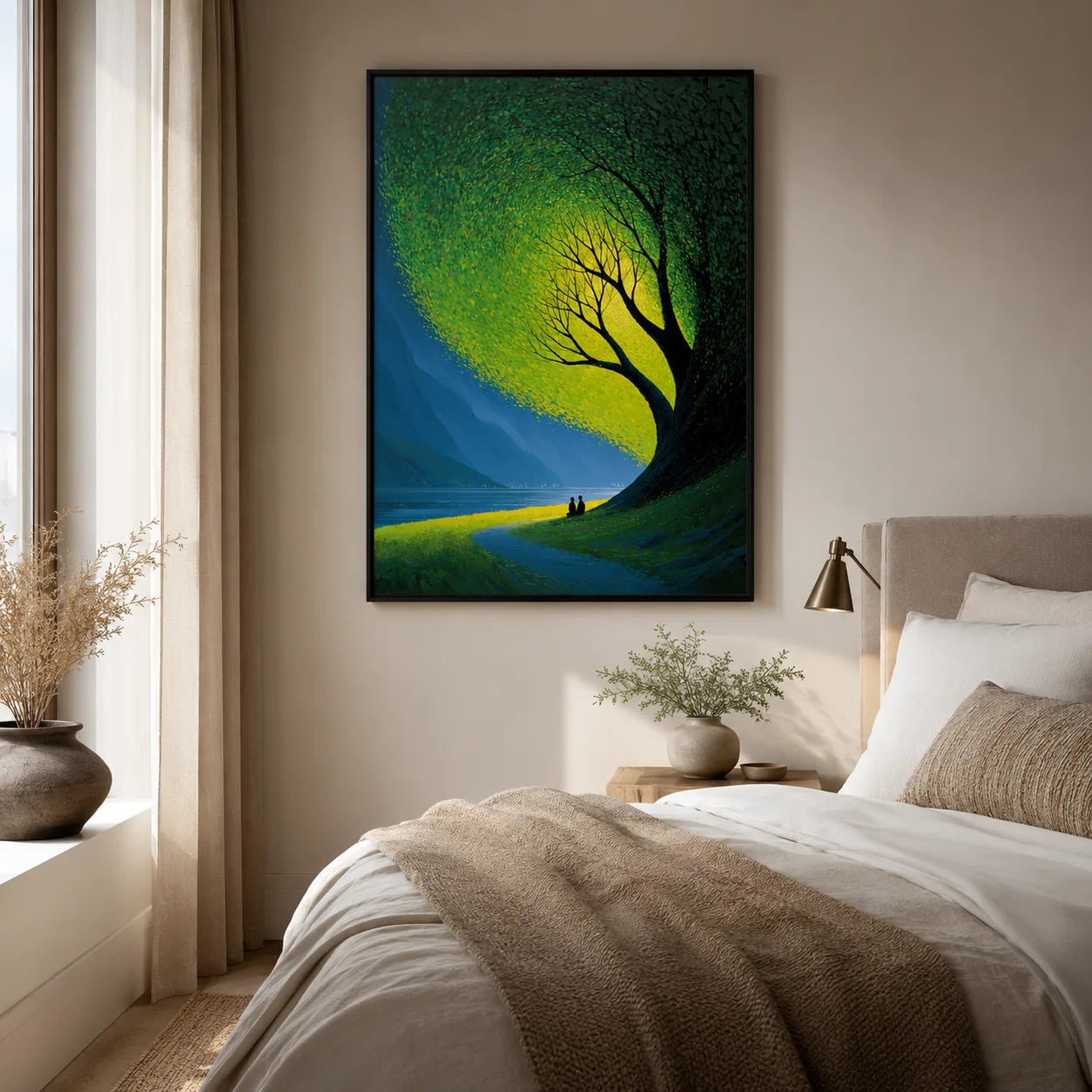 Couple Beneath Glowing Tree Wall Art Decor - Wall Art Decor - alternate angle